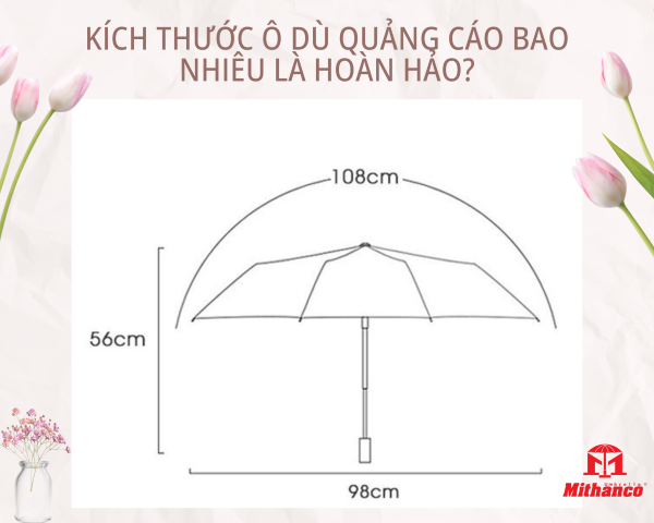KÍCH THƯỚC Ô DÙ QUẢNG CÁO BAO NHIÊU LÀ HOÀN HẢO?