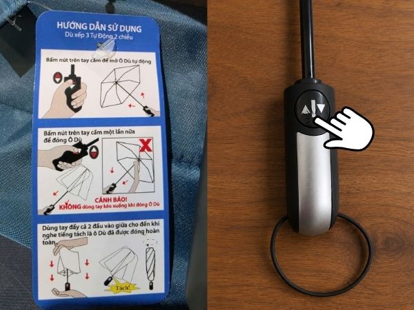 Hướng dẫn sử dụng ô dù xếp 3 tự động 2 chiều - 10 nan