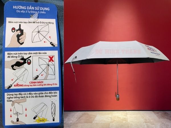 Hướng dẫn sử dụng ô dù xếp 3 tự động 2 chiều - 8 nan - Tán lớn