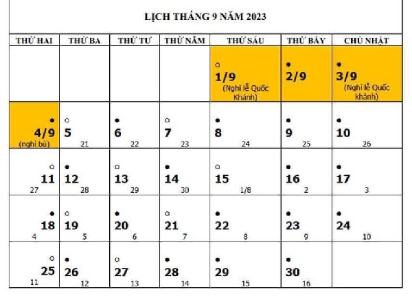 Details of the National Day holiday on September 2nd, 2023